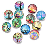 12pcs Life Tree Glass Snap Button Charms DIY Bracelet Jewelry KZ0322