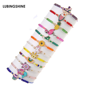 12pcs Sunflower Mermaid Unicorn Yoga Bracelet Set Adjustable Wristband Jewelry
