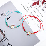 12pcs Sunflowers Charms Yoga Bracelet Set Braided Knot Rope Chain Anklet