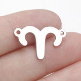 12pcs Stainless Steel Zodiac Signs Charms Two Holes Constellation Pendant