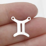 12pcs Stainless Steel Zodiac Signs Charms Two Holes Constellation Pendant