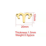 12pcs Stainless Steel Zodiac Signs Charms Two Holes Constellation Pendant