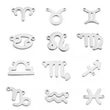 12pcs Stainless Steel Zodiac Signs Charms Two Holes Constellation Pendant