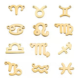 12pcs Stainless Steel Zodiac Signs Charms Two Holes Constellation Pendant