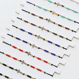 12pcs Cross Charm Bracelets Set Crystal Women Girls Adjustable Wristband Jewelry