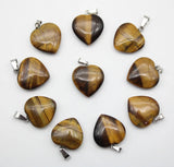 12pcs Tiger Eye Heart Pendant 16mm DIY Jewelry Making Necklace