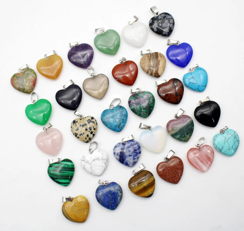 12pcs Tiger Eye Heart Pendant 16mm DIY Jewelry Making Necklace