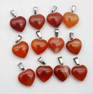 12pcs Tiger Eye Heart Pendant 16mm DIY Jewelry Making Necklace