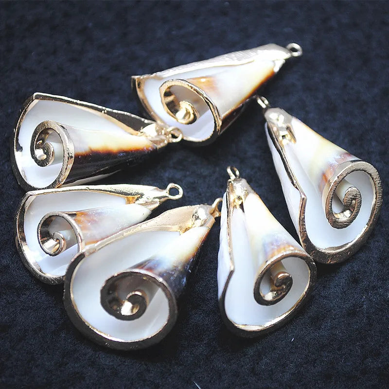12pcs Golden Plated Mother of Pearl Shell Pendants for DIY Jewelry Making