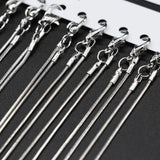 12pcs 1.3mm Silver Snake Chains for Necklace Bracelet with Lobster Clasps