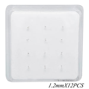 12pcs 925 Sterling Silver 1.2mm Tiny Nose Studs Ball Shape Nose Ring Jewelry