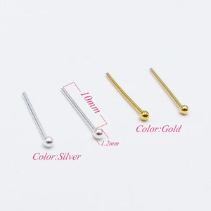 12pcs 925 Sterling Silver 1.2mm Tiny Nose Studs Ball Shape Nose Ring Jewelry