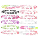 12pcs Rainbow Tattoo Chokers Necklace Girls Stretch Gothic Charm Punk Collares