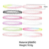 12pcs Rainbow Tattoo Chokers Necklace Girls Stretch Gothic Charm Punk Collares