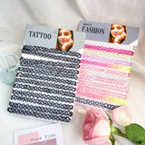 12pcs Rainbow Tattoo Chokers Necklace Girls Stretch Gothic Charm Punk Collares