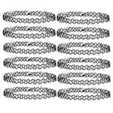 12pcs Rainbow Tattoo Chokers Necklace Girls Stretch Gothic Charm Punk Collares