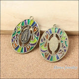 12pcs Round Enamel Antique Bronze Pendant European Style Jewelry Findings