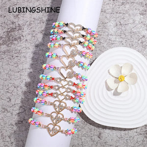 12pcs Heart Charm Bracelets Set for Women