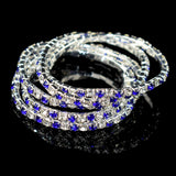 12pcs Classic Silver Crystal Rhinestone Elastic Mixed Bracelet