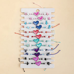 Colorful Heart Charms Bracelet Adjustable Braided Rope