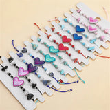 Colorful Heart Charms Bracelet Adjustable Braided Rope