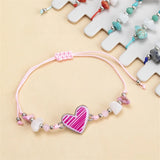 Colorful Heart Charms Bracelet Adjustable Braided Rope