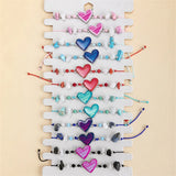Colorful Heart Charms Bracelet Adjustable Braided Rope