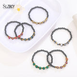 12pcs Colorful Malachite Stone Beaded Planet Bracelets Party Gift Jewelry