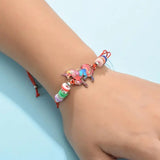 12pcs Animal Crystal Kids Bracelets Enamel Evil Eye Adjustable Rope