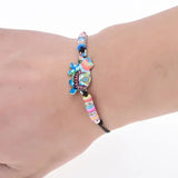 12pcs Animal Crystal Kids Bracelets Enamel Evil Eye Adjustable Rope