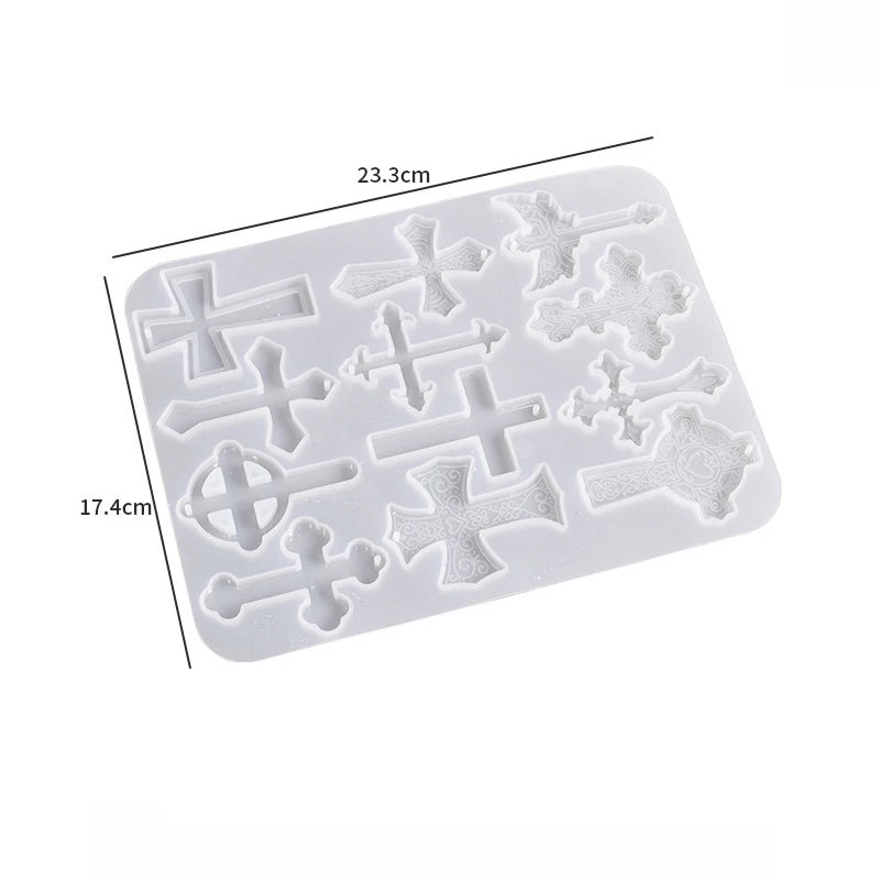 12pcs Silicone Cross Pendant Molds for Jewelry Making