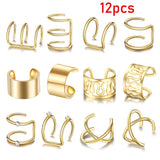 12pcs Punk Rock Ear Clip Cuff Wrap Earrings No Piercing
