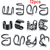 12pcs Punk Rock Ear Clip Cuff Wrap Earrings No Piercing