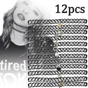 12 Lace Fishline Choker Necklaces Gothic Punk Elastic Chain Choker Collar