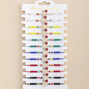 12pcs Letter Beads Charm Bracelets for Women Adjustable Rope Chain Jewelry Gift