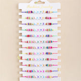12pcs Letter Beads Charm Bracelets for Women Adjustable Rope Chain Jewelry Gift