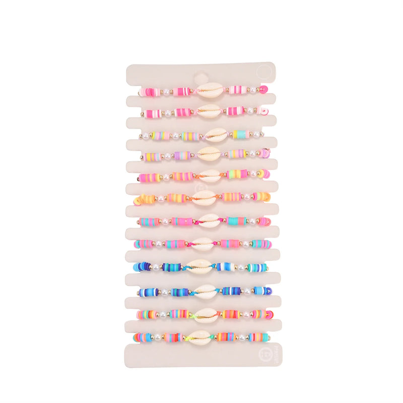 12pcs/set Clay Beads Friendship Bracelet Set for Girls Kids Beach Jewelry Gift