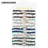 12pcs/set Shell Charm Bracelets Bohemian Braided Rope Chains Bracelet