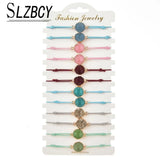 12pcs Round Druse Charm Bracelets Friendship Wristband Jewelry