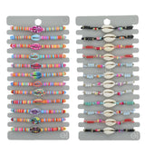 12pcs/set Colorful Beads Bracelet Women Men Adjustable Rope Braided Jewelry