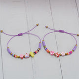 12pcs/set Colorful Beads Bracelet Women Men Adjustable Rope Braided Jewelry