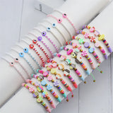 12pcs/set Colorful Beads Bracelet Women Men Adjustable Rope Braided Jewelry