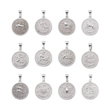 12pcs Zodiac Sign Stainless Steel Pendants for DIY Jewelry Making
