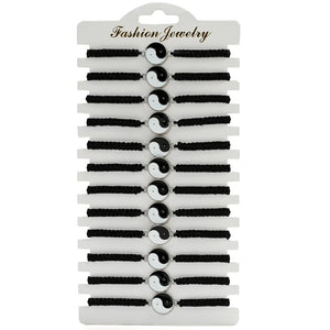 12pcs Yin Yang Charm Bracelets Sets for Women Men Adjustable Rope Chain Bracelet