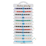 12pcs Turkish Evil Eye Bracelet Woven Rope Chain Crystal Beads Bracele
