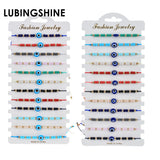 12pcs Turkish Evil Eye Bracelet Woven Rope Chain Crystal Beads Bracele