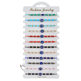 12pcs Turkish Evil Eye Bracelet Woven Rope Chain Crystal Beads Bracele