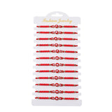 12pcs Turkish Evil Eye Bracelet Woven Rope Chain Crystal Beads Bracele