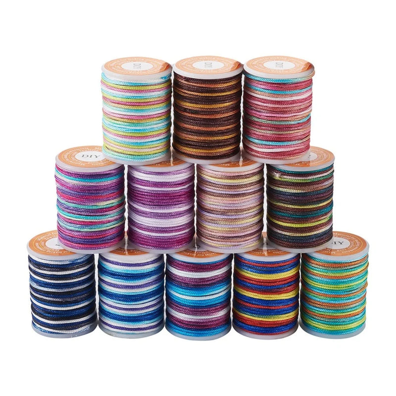 12 Rolls 0.7mm Polyester Braided Cords for Jewelry Making
