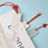 12pcs Stainless Steel Bookmarks w/ Polyester Tassel Rectangle Mixed Pattern
